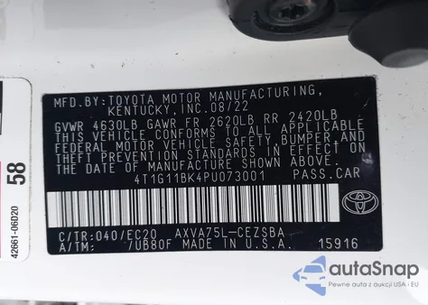 2023 Toyota Camry Se Nightshade Edition Awd из США, поврежденный, VIN 4T1G11BK4PU073001